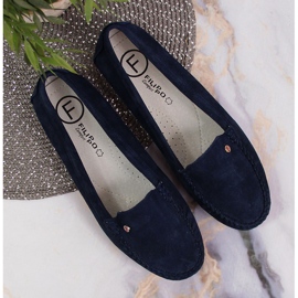 Mocasines de piel serraje azul marino para mujer Filippo 5