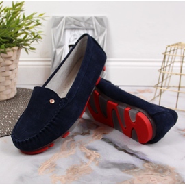 Mocasines de piel serraje azul marino para mujer Filippo 6