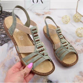 Sandalias mujer Rieker 60851-52 verde con elásticos 2