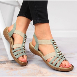 Sandalias mujer Rieker 60851-52 verde con elásticos 1
