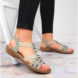 Sandalias mujer Rieker 60851-52 verde con elásticos 5