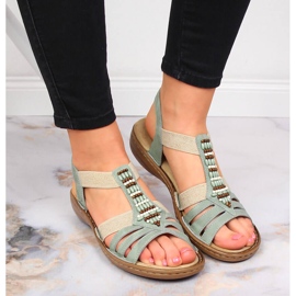 Sandalias mujer Rieker 60851-52 verde con elásticos 6