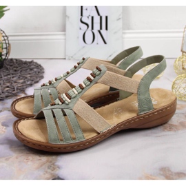 Sandalias mujer Rieker 60851-52 verde con elásticos 3