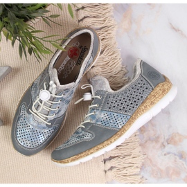 Zapatos mujer calados azul Rieker N4255-12 13