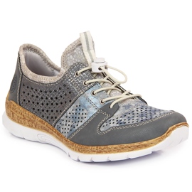 Zapatos mujer calados azul Rieker N4255-12 14