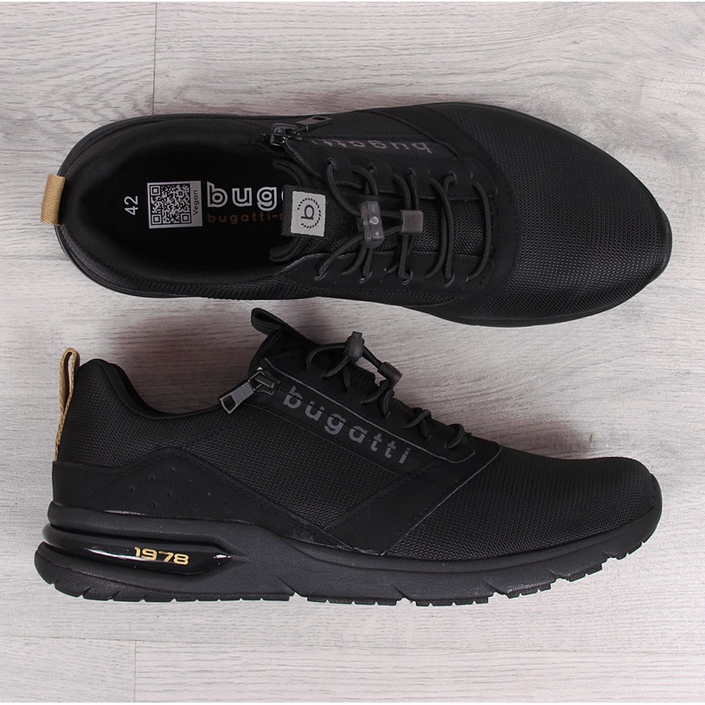 Zapatos casual de hombre Bugatti negros 1