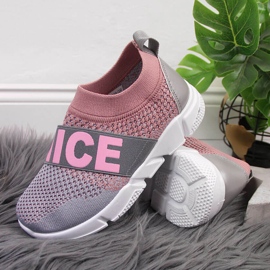 Zapatillas deportivas de niña sin cordones McKeylor rosado gris 4