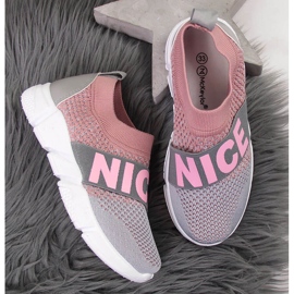 Zapatillas deportivas de niña sin cordones McKeylor rosado gris 3
