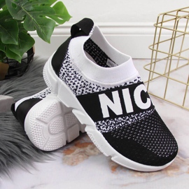 Zapatillas deportivas sin cordones para niños McKeylor blanco negro 3