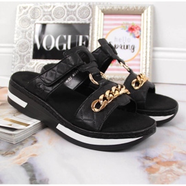 Black Rieker V5929-00 Chanclas negras de mujer con cadena negro 2