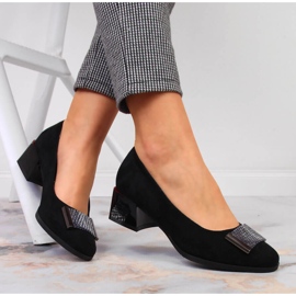 Zapatos de salón sobre bloque de ante negro Jezzi 5