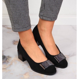 Zapatos de salón sobre bloque de ante negro Jezzi 6