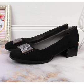 Zapatos de salón sobre bloque de ante negro Jezzi 3