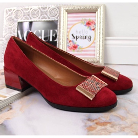 Zapatos de salón sobre bloque de ante Jezzi granate rojo 2