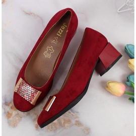 Zapatos de salón sobre bloque de ante Jezzi granate rojo 3