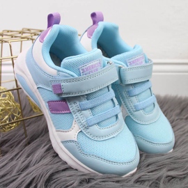 Deportivas niña con velcro azul American Club 2