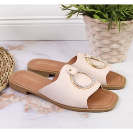 Pantuflas mujer beige adorno Potocki 3
