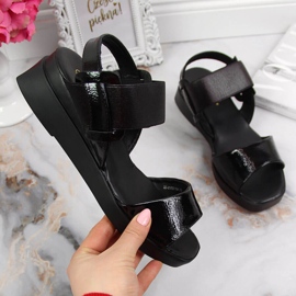 Sandalias cuña Potocki negras para mujer negro 1