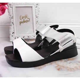 Sandalias de mujer con tacón de cuña con Potocki blanco. 3