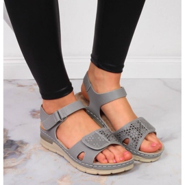 Sandalias mujer cómodas con velcro gris Jezzi 7