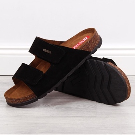 Babucha hombre de piel con velcro negra Big Star JJ176001 negro 2