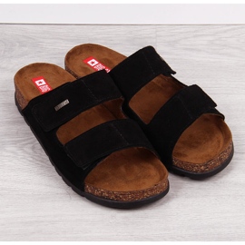 Babucha hombre de piel con velcro negra Big Star JJ176001 negro 3