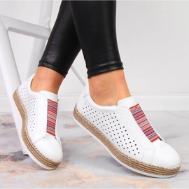 Zapatos de mujer en piel, slip-on blanco Rieker L7821-80 5