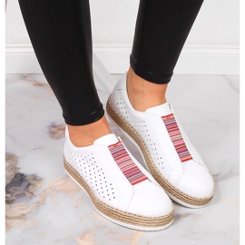 Zapatos de mujer en piel, slip-on blanco Rieker L7821-80 7