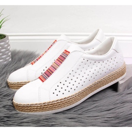 Zapatos de mujer en piel, slip-on blanco Rieker L7821-80 3