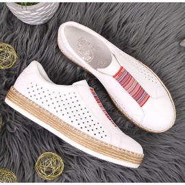 Zapatos de mujer en piel, slip-on blanco Rieker L7821-80 4