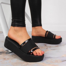 Zapatillas de casa de goma de mujer negras con plataforma Zaxy HH285197 negro 4