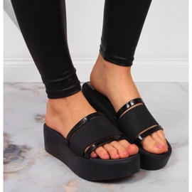 Zapatillas de casa de goma de mujer negras con plataforma Zaxy HH285197 negro 5