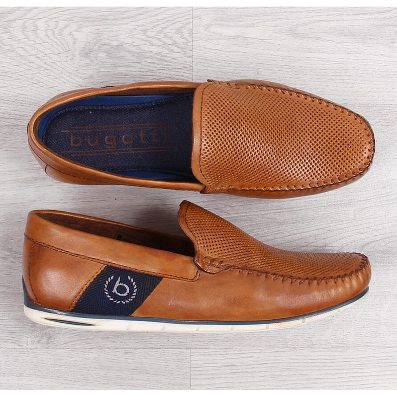 Mocasines marrones de piel para hombre Bugatti JJ153094 marrón 1