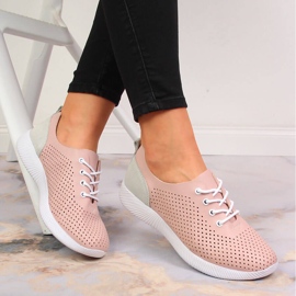 Zapatos mujer piel calada rosa Artiker rosado 1