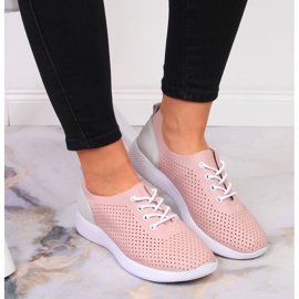Zapatos mujer piel calada rosa Artiker rosado 3