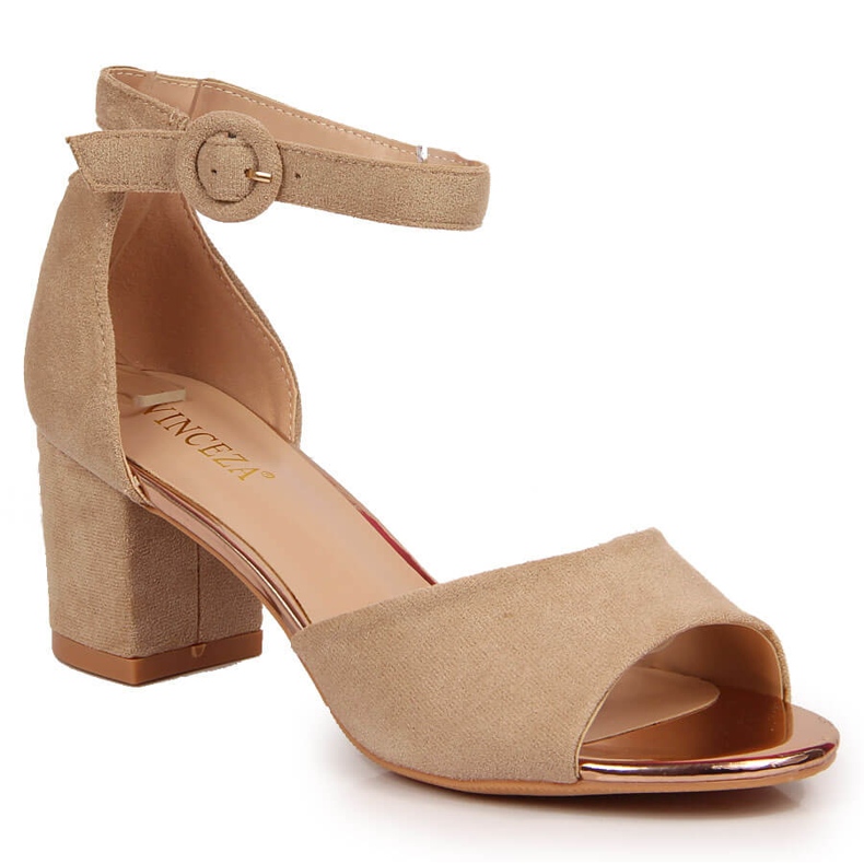 Sandalias de mujer en un poste Vinceza beige 1