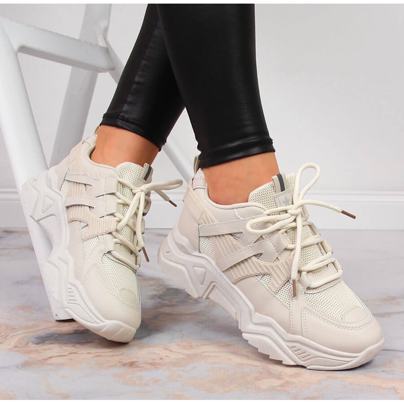News Zapatos deportivos de mujer con suela gruesa, beige NOVEDADES 1