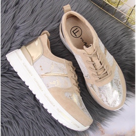 Deportivas de mujer en piel sobre plataforma Filippo beige 4
