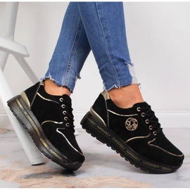 Deportivo de mujer en piel sobre plataforma Filippo negra negro 1