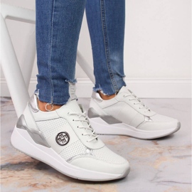 Deportivas de mujer en piel con cuña blancas Filippo blanco 6