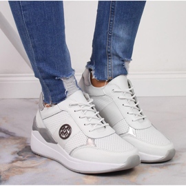 Deportivas de mujer en piel con cuña blancas Filippo blanco 7