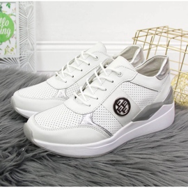 Deportivas de mujer en piel con cuña blancas Filippo blanco 4