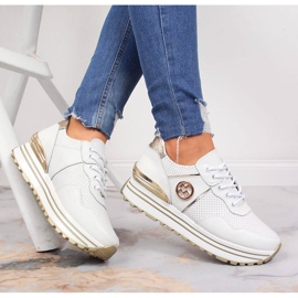 Zapatillas de cuero para mujer en la plataforma Filippo blanca. blanco 1