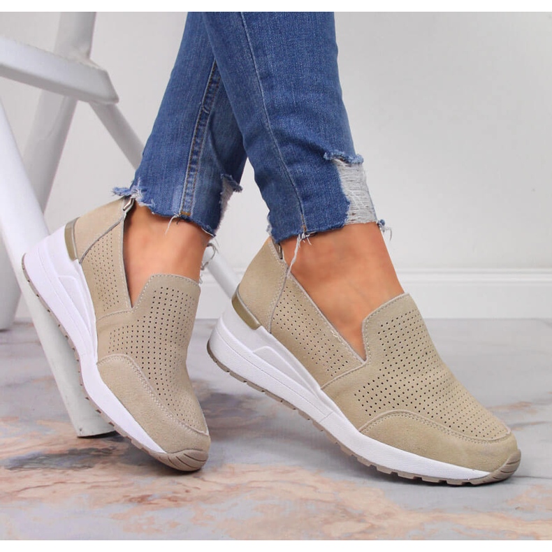 Zapatos cuña de piel beige Filippo 1