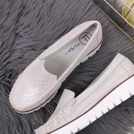 Mocasines de piel sobre plataforma Filippo plateada 2