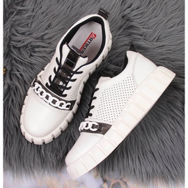Zapatos mujer de piel en plataforma con cadena Artiker blanco 2