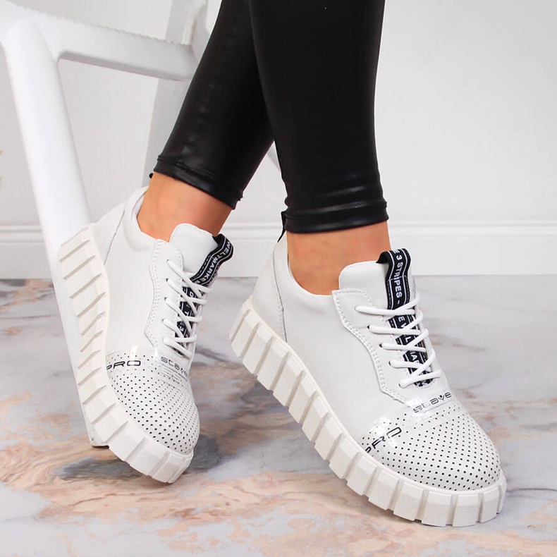 Zapatos de mujer de piel en la plataforma Artiker blanca blanco 1