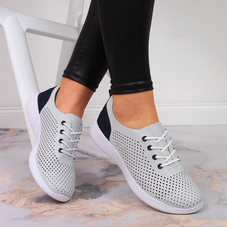 Zapatos de piel calados Artiker gris para mujer 1