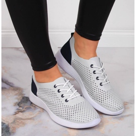 Zapatos de piel calados Artiker gris para mujer 7