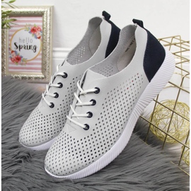 Zapatos de piel calados Artiker gris para mujer 4